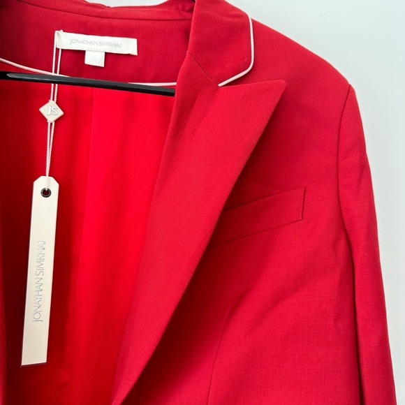 NWT Jonathan Simkhai Snap-detailed Red Wool Blazer - Picture 5 of 13